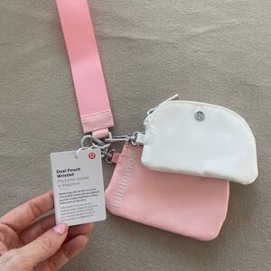 lululemon athletica Pink and White Dual Pouch Wristlet